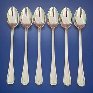Lenox Jewel ICE TEA SPOONS 18/10 Stainless Silverware Set Of 6 NEW 7.5" Inches
